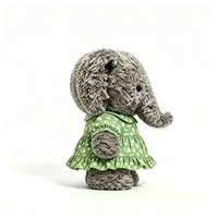 Peluche d'éléphant gris kawaii avec robe à pois verts, peluche douce et moelleuse, cadeau parfait, peluche d'éléphant OEM ODM