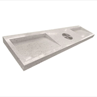 Évier de buanderie moderne personnalisé en pierre composite terrazzo blanc rectangulaire avec vasque simple, autoportant pour buanderie