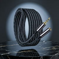 Kabel AUX 3.5mm Male to Female, Kabel Ekstensi Headphone, Berlapis Emas 24K, Tembaga Murni, Dilindungi Ganda, Jalinan Nilon, Untuk Mobil & PC