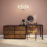 Coiffeuse de luxe vintage européenne avec miroir éclairé, caractéristiques amovibles et design réglable pour chambre et salle de bain