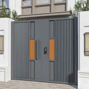 Porte de Villa en Alliage d'Aluminium et Acier Inoxydable, Volet de Cour Résistant à l'Eau, Garantie 3 Ans, Design Postmoderne, Extérieur, à Pousser - Product Image 4