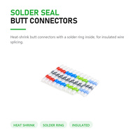 Kit de connecteurs à sertir thermorétractables pour fils, isolés, tailles assorties, 400V 100A, cuivre étamé pour applications automobiles