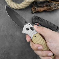 Vente en gros de couteau pliant personnalisé avec logo BM 593 BK, manche en fibre de carbone G10, couteau tactique de survie pour le camping, la chasse, EDC, multi-outils