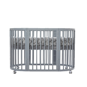 Culla per Neonati Rotonda con Sponda di Protezione, Zanzariera Rimovibile, Pieghevole, con Ruote, Altezza Regolabile, Pronta per la Spedizione - Product Image 5