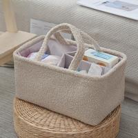 Panier de rangement multifonctionnel carré moderne en polyester pour couches de bébé avec poignée