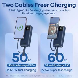 Cargador Portátil de 20000 mAh, PD22.5W, Banco de Energía de Emergencia con Pantalla Digital, Cable Integrado de 10000 mAh, Powerbank de 30000 - Product Image 6