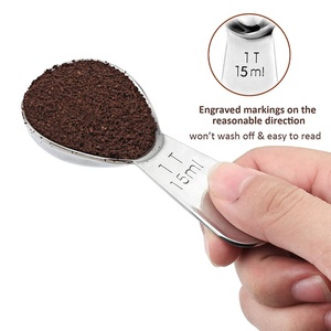 De medición cucharas para café té azúcar harina y más (1 y 2 cucharada 15ml y <span class=keywords><strong>30</strong></span> <span class=keywords><strong>ml</strong></span>) de café de acero inoxidable redondo Se - Product Image 3
