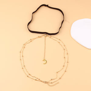 Chaîne de corps tendance en alliage de zinc, avec pendentif lune doré, style plage, pour cuisse ou jambe - Product Image 3