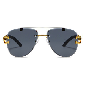 Gafas de Sol Degradadas de Estilo Retro Europeo Americano para Mujer, con Logotipo, Montura Doble Puente sin Marco, Estilo Urbano, Nuevas - Product Image 1