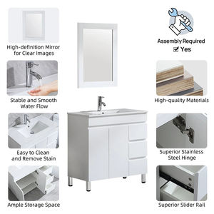 Custom Hides Handles Meuble Salle De Bain Piso PVC 810mm Vaidade Do Banheiro Armário Pavimento Montado Mobília Do Banheiro - Product Image 6