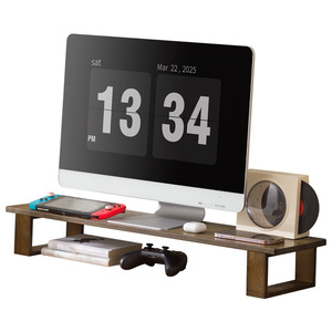 Soporte Elevador de Monitor de Bambú de 2 Niveles, Organizador de Escritorio, Estante de Almacenamiento para Configuración de Escritorio de Computadora - Product Image 5