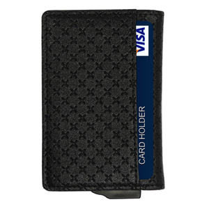 Smart PU Leather Anti-Theft RFID Blocking Nylon Credit Card <b>Holder</b> Aluminum Alloy Metal Card Case Open Closure Unisex Short - Product Image 5