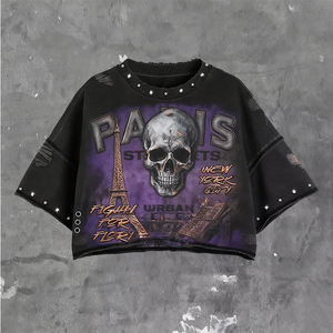 <span class=keywords><strong>Custom</strong></span>-Made Retro Acid-Washed berlian imitasi gaya jalan T-Shirt100 % katun dicetak pria t-shirtloose Fitdrop Shoulder - Product Image 4