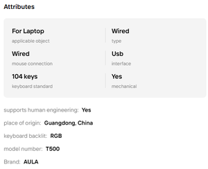 Clavier mécanique aula T500 RGB, souris filaire USB, clavier rétroéclairé à 104 touches, conception ergonomique, boutons programmables, haute résolution DPI 1600 - Product Image 6