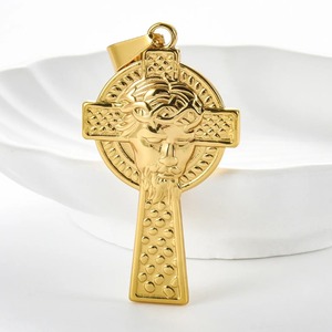 Pendentif croix visage de Jésus en acier inoxydable, style vintage, pour hommes et femmes, amulette punk, collier avec chaîne, bijoux, cadeau, 1 pièce - Product Image 3