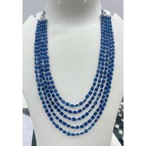 Collier à 5 rangs multicolores avec perles en verre rubis, émeraude, saphir bleu et jaune, prêt à porter - Product Image 4