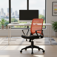 Chaise de bureau exécutive moderne orange et blanche en maille, réglable en hauteur, avec cadre en acier inoxydable, grande taille, ergonomique, pivotante pour bureau à domicile