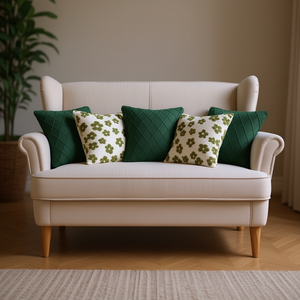 Set di 5 federe per cuscini in maglia diamantata con motivo floreale, verde e bianco, per cuscini e guanciali - Product Image 2