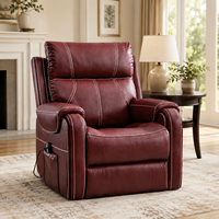 Fauteuil inclinable électrique contemporain en bois avec revêtement en cuir PU, canapé inclinable électrique une place avec télécommande pour salon
