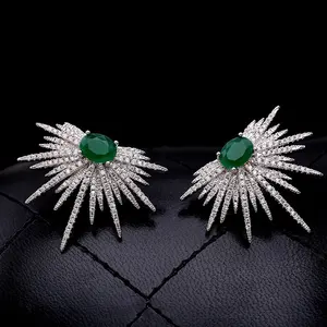 LY29 Balry Jewelry New Luxury noble design zircon star earrings delicate sunflower 925 silver needle earrings for women 2019