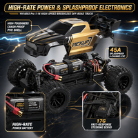 Camion tout-terrain télécommandé rapide 4x4 70KM/H 1/16 avec moteur brushless, direction à double vitesse, buggy RC robuste, barre anti-roulis et chargeur