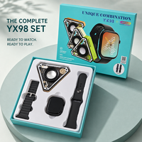 Montre connectée Xtauri YX98 avec écran AMOLED de 2,01 pouces, haut-parleur Bluetooth transparent triangulaire, 2 bracelets, charge sans fil, coffret cadeau
