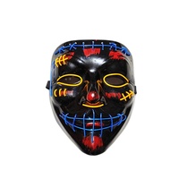 Masque lumineux LED à lumière froide en PVC noir en forme de V pour le front, idéal pour Halloween, carnaval, déguisement de rue, style d'ambiance horrifique et amusant