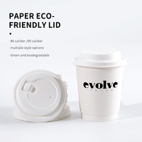 Vente en gros de couvercles jetables en pulpe de papier pour boissons chaudes et café, 80/90 mm, biodégradables, en canne à sucre, étanches, plats, portables et faciles à utiliser