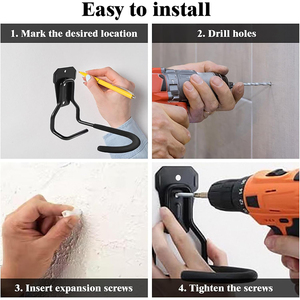 <span class=keywords><strong>Crochet</strong></span> mural robuste en acier pour vélo, lot de 2, système d'organisation et de rangement pour mur à lattes, <span class=keywords><strong>crochet</strong></span> utilitaire pour vélo - Product Image 6
