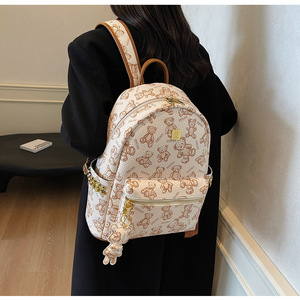Nueva moda para mujer, mochila escolar con estampado Simple, textura de tendencia, oso, salida ligera, mochilas de hombros para mujeres y niñas - Product Image 3