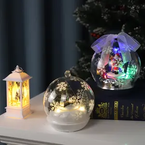 Natural handmade hollow glass blown baubles international Christmas scene music spun dome ornaments presents crafts suppliers