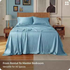 Parure <span class=keywords><strong>de</strong></span> draps Queen moderne en rayonne <span class=keywords><strong>de</strong></span> fibre <span class=keywords><strong>de</strong></span> bambou biologique, rafraîchissante, PureWoven, respirante, douce, <span class=keywords><strong>de</strong></span> <span class=keywords><strong>luxe</strong></span> hôtelier, soyeuse, 300 fils au pouce carré - Product Image 3