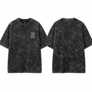 เสื้อยืดคอตตอนทรงโอเวอร์ไซส์สไตล์วินเทจฟอกสีแบบแอซิดวอชสำหรับผู้ชาย เสื้อผ้าสตรีทแวร์ลำลองแนวฮิปฮอป รับทำโลโก้ตามสั่ง รับผลิตแบบ OEM ODM ขายส่ง - Product Image 2