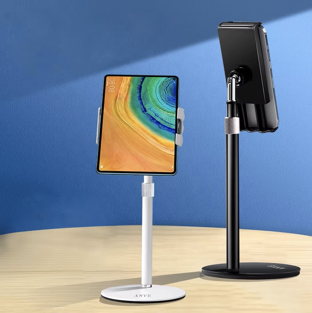 Portable Magnetic Carbon Steel + ABS 180 Rotating Floor Tablet & Mobile Phone Stand Holder with Adjustable Height
