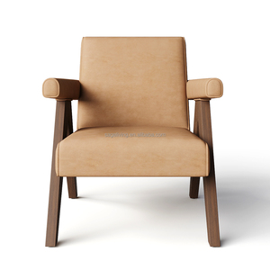 <span class=keywords><strong>Fauteuil</strong></span> en cuir de luxe minimaliste contemporain Chaise de loisirs en bois de style nordique souple Couleur personnalisée Salon de 2 ans - Product Image 4