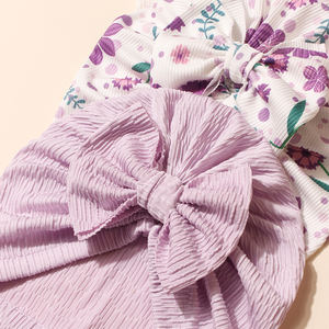 <span class=keywords><strong>3</strong></span> adet yenidoğan çiçek baskı yumuşak pamuk yay Bandana şapkalar bebek bere yürüyor şapkalar çocuklar için - Product Image 4