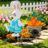 Decorazione Pasquale da Giardino a Tema Coniglietto, Insegna in Metallo Resistente per Prato Esterno Primaverile
