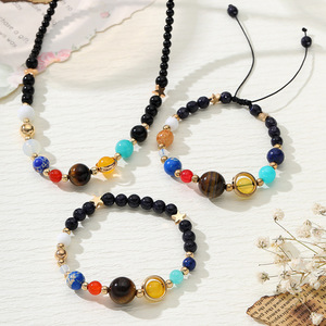 สร้อยข้อมือลูกปัดหินบำบัดแปดดาวตามธรรมชาติจักรวาลกาแลคซี - Product Image 1