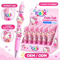 KAIX Kawaii Cat Bulk Supply Custom Logo Heat Erasable Gel Pen Sets 3D Topper 0.5mm Friction Gel Pen for Kids Party Favors