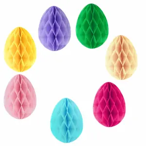 Atacado 2024 Chegam Novas Pastel Páscoa Festa Decoração Colorido Papel Honeycomb Egg Hanging Decorações