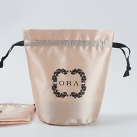 Sac d'emballage de cheveux, Logo personnalisé imprimé, à fond rond, pochette cadeau en Satin pour produits cosmétiques, 100 unités