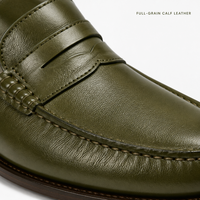 Mocassins Penny en cuir de veau pleine fleur avec logo personnalisé, semelle en caoutchouc, fabriqués en Italie
