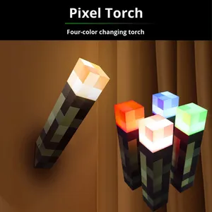 Lampe de nuit <span class=keywords><strong>Minecraft</strong></span> Pixel Torch - Lampe LED rechargeable avec compartiment de rangement (28 cm) pour la décoration de la salle de jeu et de la chambre à coucher - Product Image 2