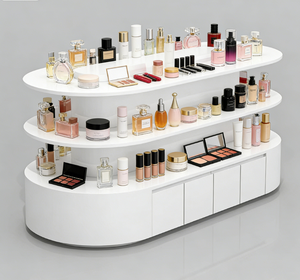 Table de présentation de parfums personnalisée pour les magasins de cosmétiques, présentoir de magasin de cosmétiques en bois personnalisé pour les produits de soin de la peau - Product Image 1