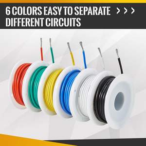 Cable automotriz eléctrico de cobre estañado, cable flexible con aislamiento de goma, 16.4 pies cada uno, 6 cables de colores diferentes - Product Image 6