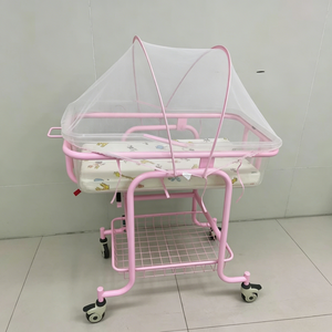 Cuna Ajustable para Bebés, Cuna Médica <span class=keywords><strong>Infantil</strong></span> de 82x48x95cm con Ruedas, Construcción de Acero y ABS para Guardería, Cuidado en el Hogar y <span class=keywords><strong>Hospital</strong></span> - Product Image 2