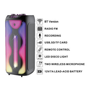 Dual 8 "High Power Theatre Party Blue Tooth Sound Tower Speaker con batería recargable Caja de madera 30W - Product Image 1