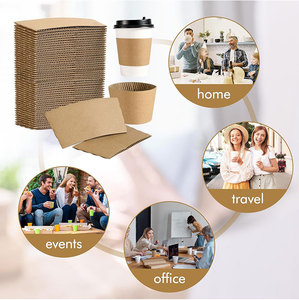 Fundas de Cartón Corrugado Reutilizables y Duraderas para Vasos, para Bebidas Frías y Calientes, Fundas de Papel Desechables Personalizadas para Vasos de Café - Product Image 6