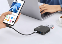 Hub USB-C magnétique 4 ports USB 3.0, station d'accueil, câble USB-C vers USB-C de 15 cm, adaptateur multiport pour ordinateur portable