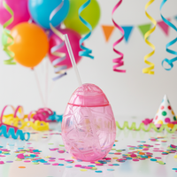 Gobelet en plastique fantaisie mignon en forme d'œuf à cocktail avec paille et couvercle pour Pâques